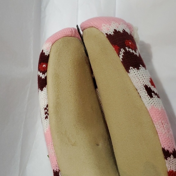 Kate Spade pink red argyle look shearling lined footlet house home socks new OS - Picture 6 of 8